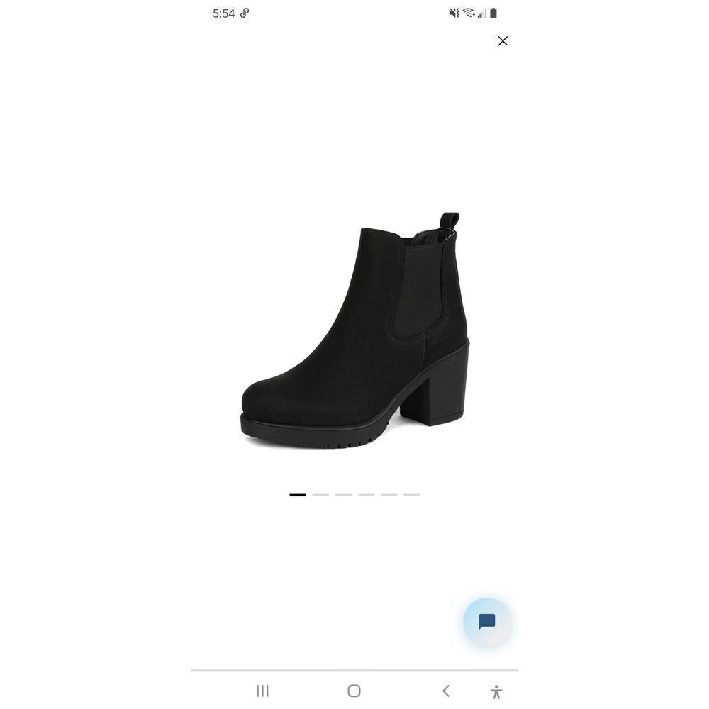 Size 9 Dream Pairs Black PU Fre Chunky High Heel Chelsea Ankle Boots Booties